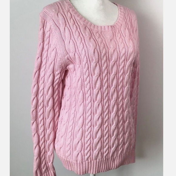 Lands End Cotton Cable Knit Sweater - Picture 5 of 7